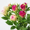 5 pièces/lot branche unique 4 têtes boutons de roses fausses fleurs pour la décoration de la maison accessoires de photographie mur de fleurs de mariage couronne de fleurs Roses