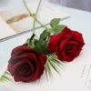 Single emulation flannelette rose Wedding decoration simulation rose flower Hand Feel moisturizing rose Valentine's Day gift T9I00382