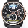 TW F5 Best version Calibre De W2CA0004 Cal.1904-PS MC Automático Black Big Date Dial Luminous Mens Watch Ceramic Bezel Rubber Sport Watches