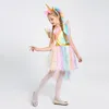 Atacado-crianças meninas Rainbow Unicorn traje para meninas princesa halloween carnaval carnaval festa de aniversário vestido cosplay trajes