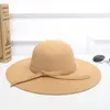 Fashion-Winter Wide Brim hattar för kvinnor Flickor Vintage Wool Felt Bowler Fedoras Solid Floppy Cloche Cap Homburg Hat