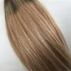 Ombre Human Hair Weft Extensions Virgin Brazilian Peruvian Malaysian Indian Straight Balayage Brown Blonde T4/18# Ombre Hair Weave Bundles