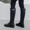 Vérités de cuir authentiques Bottes d'équitation Knee High Boot Cowskin Winter Shoes Big Size Boots Knight Zy5975977483