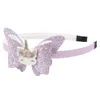 Baby Rainbow Unicorn Headband Kids Sequin Bowknot Glitter Pink Cartoon Bow Hair Sticks Girl Party Accessories