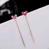 Senior Designer Rose red love earrings female temperament Korea tassel girl net celebrity long personality earrings simple exquisite ladies earrings jewelryAAc