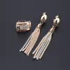 Mode Afrikaanse Dubai Gouden Kwastje Sieraden Kristal Ketting Armband Ring Oorbellen Vrouwen Bruids Accessoires Sieraden Set1558725