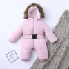 hiver bébé salopette 2019 nouveau-né hiver barboteuses salopette chaude pour les filles conçu pour bébé russe combinaison de neige à capuche # G2