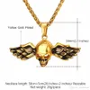 316L Stainless Steel Skull Pendant Men's Silver Gold Plated Vintage Punk Jewelry Wing Skull Pendant Came With Cool Men Chain SP01