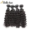 Cabelo brasileiro Tela trama de extensões de cabelo humano virgem Pacotes de ondas profundas Double Weft 4pcs/lote natural navio de gota preta