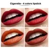 IBCCCNDC PAPIERTY Lipstick Makeup Matte Lipsticks 4 Colours Nieprzestrzenowany zestaw do ust aksamitne nago czerwony krem ​​nawilżający Wodoodporny seksowny połysk do ust