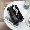 Chic Tissue Case Box Container PU Leather Marble Pattern Home Car Towel Napkin Papers Bag Holder Box Case Pouch Table Decoration