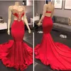Köpüklü Kırmızı Denizkızı Gelinlik Modelleri Uzun Spagetti sapanlar Backless Boncuk Kristal Abiye Dubai Resmi elbise Akşam Giyim Parti Elbiseleri ogstuff