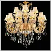 Lustres dorés européens éclairage intérieur bras en verre lampes suspendues en Cristal Lustres pour salon lampe en Cristal avec abat-jour en tissu