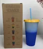 hot sale Custom 24oz Color Change Tumbler Magic Plastic Drinking cup with lid and straw Candy colors magic coffee mug 5pcs/set BPA FREE