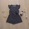 Girls jumpsuit Summer ruffle sleeves button lacing rompers Retro Dots Printed Casual Romper Kids Fashion bodysuit Children clothes CLSYP746