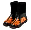 Hot koop-herfst winter nieuwe mode korte laarzen gemengde kleur wig casual schoenen ronde tenen bloem waterdichting martin laarzen gratis verzending