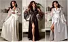 Vit Kvinnor Natt Robe Badrock Bröllop Brud Bridesmaid Robes Long Lång Dressing Gown Pajamas Sleepwear Pyjamas Stor Storlek Underkläder