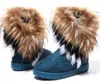 Stivali 2019 stivali da donna stivali da neve autunnali e invernali Piume pelliccia di volpe fondo piatto scarpe corte imbottite in cotone stivali invernali regalo NATALE