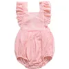 Filles Bébé Flare Manches Barboteuses Avec Bouton Ins Ruffler Combinaisons Vêtements Toddler Boutique Vêtements D'été Enfants Nouveau-Né Bébé D'été BY1004