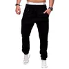 Running Byxor Mäns Drawstring Zipper Joggare Solid Multi-Pocket Sweatpants 2022 Man Byxor Storlek