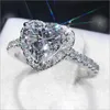 Venta al por mayor-Love CZ Diamond Ring Luxury Designer Jewelry plateado con caja White Gold Ladies Ring regalo de cumpleaños