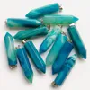 Natural fashion blue onyx stone crystal pillar Pendants & necklaces for making Jewelry charm Point diy pendant 12pcs/lot