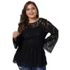 Spring Woman Office Lady renda blusa elegante plus size 5xl 4xl 3xl Bloups Camisa Tops Hollow Out Flare Tops