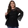 Primavera Mujer Oficina Dama Encaje Elegante Blusa Tallas grandes 5XL 4XL 3XL Blusas Camisa Tops Hollow Out Flare Manga Tops