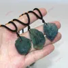 Artesanal irregular colar de pingente de pedra natural moda cristal verde fluorita quartzo cura pedra pingente de colar de jóias