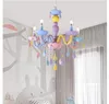 Free Shipping ColorCrystal Chandelier Macaron Pendant Lamp Children Bedroom Lamp Creative Fantasy Luminaire Stained Glass Lustre