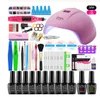 Nail Set 24W UV LED secador de lâmpada com 0/6/10/24 PCS Kit polonês absorver a manicure definir gel esmalte para unhas ferramentas de arte