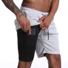 Gitf No Logo Gym shorts homens que executam shorts duplos de convés duplo fitness fitness fisichanding compressão respirável secagem rápida