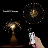 Wiszące Starburst Ciągowe Światło 100leds DIY Firework Miedź Czarodziejka Zdalnie sterowana Garland Christmas Lights Outdoor Twinkle Lights