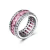 Wholesale- Jewelry 925 Sterling Silver Princess Cut Multi Color CZ Diamond Amethyst Gemstones Women Wedding Circle Band Ring Gift