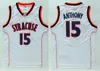 Erkek Syracuse Orange Koleji Basketbol Formaları Camerlo # 15 Anthony Gömlek Dikişli Özel Jersey