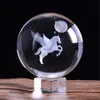 80 mm 3D Laser Arts and Crafts gegraveerde miniatuur Pegasus Crystal Ball Crystal Field Craft Glass Home Decoratie Ornament Birthday Gift