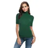 JAYCOSIN Damen Sommer Kurzarm Brief Rollkragen Tops T-shirt Solide Casual Täglichen Top Mar11 P30