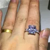 Choucong 100% Real 925 Sterling Silver Promise Ring Princess Cut 5a Zircon Sona CZ Engagement Bröllop Band Ringar för Kvinnor Män