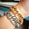 Acciaio inossidabile di alta qualità Curb in oro Catena cubana Link Braccialetti doppi spessi Trendsetter Gioielli Rapper Uomo Donna Accessori Braccialetto