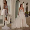 2020 Pallas Couture Sereia vestido de noiva com trem destacável espaguete appliqued lantejoulas frisado vestido nupcial backless vestidos de novia
