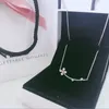 2019 Ny ankomst 925 Sterling Silver Chain Clover Halsband Originalbox för Pandora Four-Petal Flower Halsband Kvinnor Lyxig designer halsband