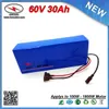 Мощный 1800W 60V 30Ah литиевый литий-ионный аккумулятор для электрического скутера велосипед с 30A BMS + зарядное устройство бесплатная доставка