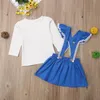 Kids Clothes Baby Girls Lace Suspender Skirt Clothing Sets Children Long Sleeve Top Mini Dresses Suits Spring Autumn Clothing Set YP827