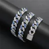 12mm 16/18/20/22/24 pollici placcato oro bianco blu CZ catene cubane bracciale collana per uomo gioielli hip hop