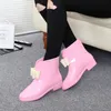 2022 Women Rain Boots galoshes south Korean style with flower bowknot antiskid low short Wellington water shoes rubber shoes add v9659510