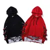 Designer Hoodies Männer Gefälschte 2 Stück Bänder Mit Kapuze High Street Pullover Schwarz Rot Sweatshirt Männer Mode Hip Hop Streetwear Hoodie Herbst