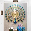 3D Peacock Wall Clock Europe Watch Watch Watch Home Sald Cedroom Mute Clock Modern Design Metalowe zegary 7103440