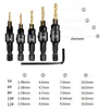 2022 Nya 5pcs Countersink Drill Woodworking Drill Bit Set Borrning Pilothål för Skruv Missersänk Träborr Bit Set HSS 1/4 Hex Shank Skruvhål