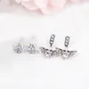 Wholesale- Fashion Crown Pendant Stud EARRING for Pandora 925 Sterling Silver CZ Diamond Earrings with Original box set for Women Girls