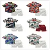 2020 roupa do bebê Hawaii Estilo Baby Boy Suit Gentleman Folha Floral Imprimir Bow manga curta laço Camisa + Calças Curtas 2PCS Verão Set Para 2-6Y